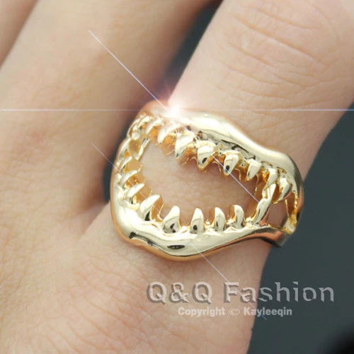 Trendy Chic Shark Tooth Skull Hell Demon Mouth Finger Ring Goth Emo Punk Fancy Jewelry New tooth wholesale lots bulk Dress | Украшения и