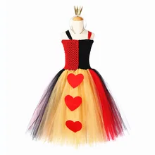 Детский костюм Алисы в стране чудес на хеллоуин для детей; Одежда для девочек; платье-пачка с узором «королева сердца» и повязка на голову с короной