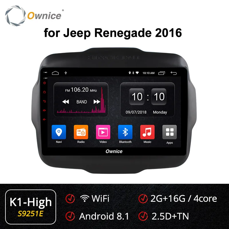 S9251 K1-High Ownice K2 K3 K5 K6 Android 8,1 8 ядерный автомобильный радиоприемник gps Navi плеер для Jeep Renegade 2 Гб ram 32 ГБ rom 360 pano ram a DSP 4G LTE - Цвет: S9251 K1-High