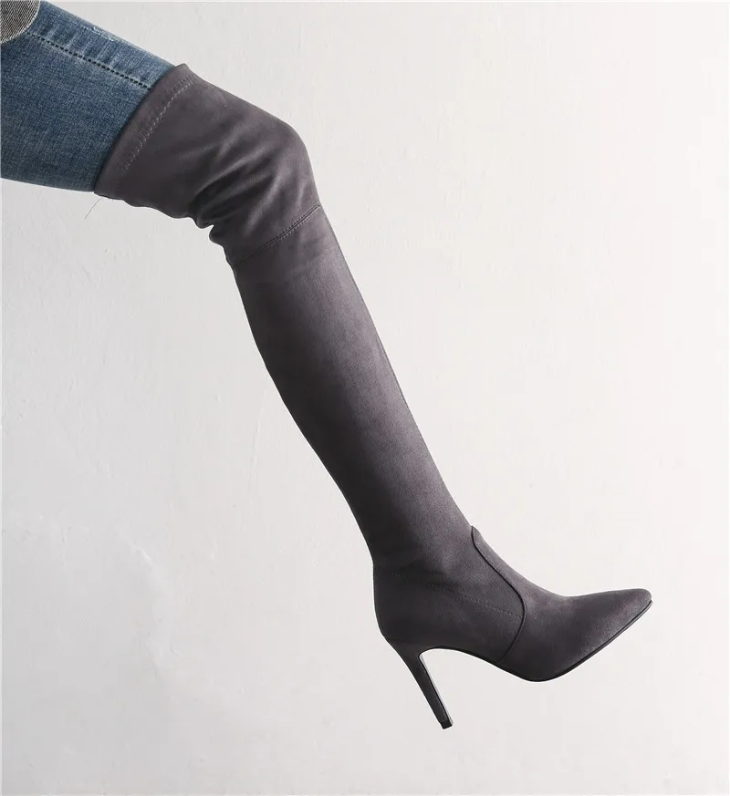 ASUMER new over the knee boots pointed toe sexy stretch boots high heels prom ladies shoes slim thigh high boots big size