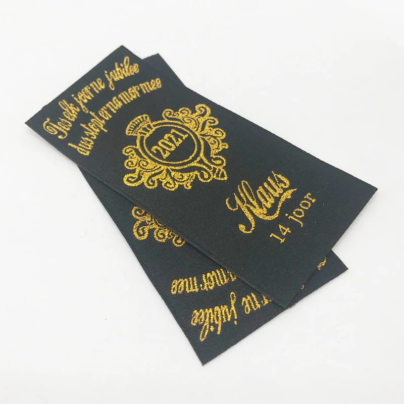 Custom Shiny Gold Logo Clothing Labels For T-shirt Sewing Fabric Label With Brand Logo For Clothes Shiny Silver Logo Woven Tags - Garment Labels - ...