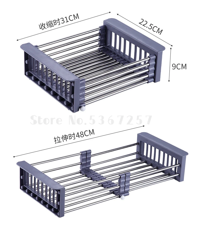 Kitchen Racks Without Holes Stainless Steel Sink Telescopic Basket Dish Dishes Bowl Chopsticks Drain Rack kitchen organizer