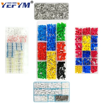 

YEFYM tube insulating crimp terminals insulating ring terminals plug tab 2.8 4.8 6.3 terminator connector block 9 kinds box set