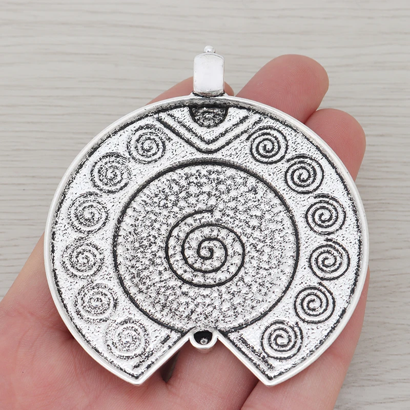 3 x старинное серебро большой круглый Boho спираль вихревой уже Стиль подвески для