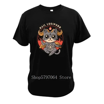 

Hail Lucipurr T Shirt I Love Cats Satan Demon Lucifer T-Shirt Creat Cotton Design Size 3XL Short Sleeve