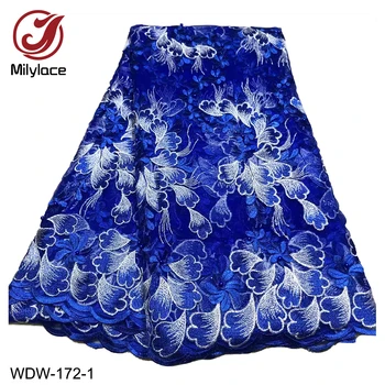 

African Lace Fabric 2019 Embroidered Nigerian Wedding Lace Fabric High Quality French Tulle Lace Fabric Beads Stones WDW-172