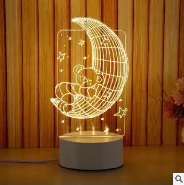 Warm yellow 3D светодиодный Настольный светильник Медуза Сова ночник ABS+ акрил детская спальня настольная декоративная лампа - Испускаемый цвет: Warm yellow