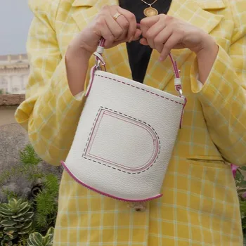 

Korean 2020 New Niche Design Letter Stitching Contrast Color Bucket Bag Chain Single Shoulder Crossbody Bag A294