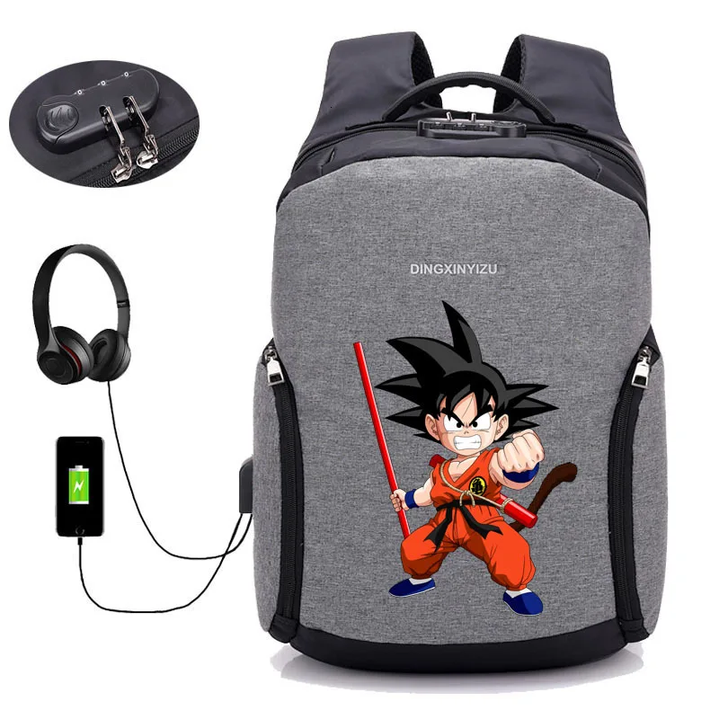 17 USB зарядка противоугонные рюкзаки Япония аниме Dragon Ball Z рюкзак студенческий рюкзак для книг подростковый мужской рюкзак для путешествий посылка - Цвет: 17