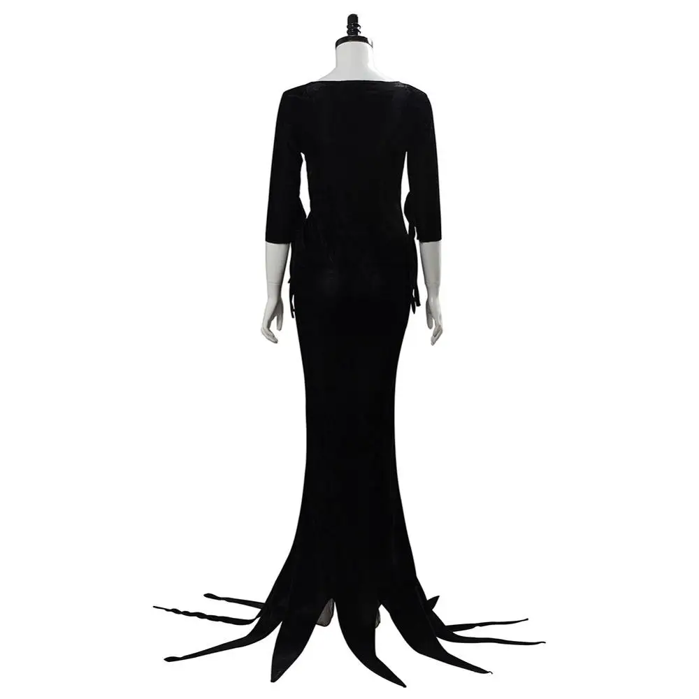 Halloween Cosplay Costume for Women: Morticia Addams Black Dress image 3