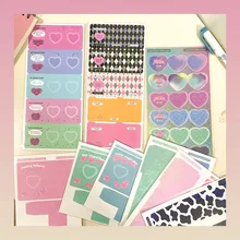 Autocollants Laser en forme de cœur, 2 pièces, cartes indol coréennes, décoration pour manuel, Scrapbook, cadre Photo, DIY bricolage