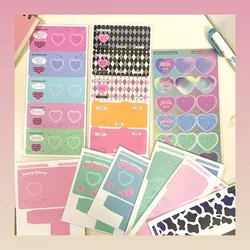 2PCS Laser Heart Shape Stickers Korean INS Idol Card Stickers DIY Handbook Scrapbook Photo Frame Decoration
