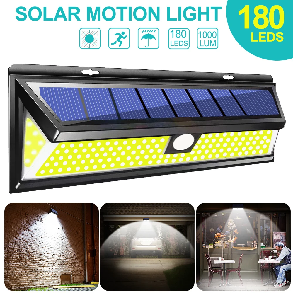 Sensor de Movimento Jardim ao ar Energia à Prova Led de Energia Solar Cob 3 Modos Livre Quintal Caminho Poupança Dwaterproof Água Lâmpada Parede 4 Pçs 180 Luz Mod. 128820 2 sensor de movimento luz cob 3 modos