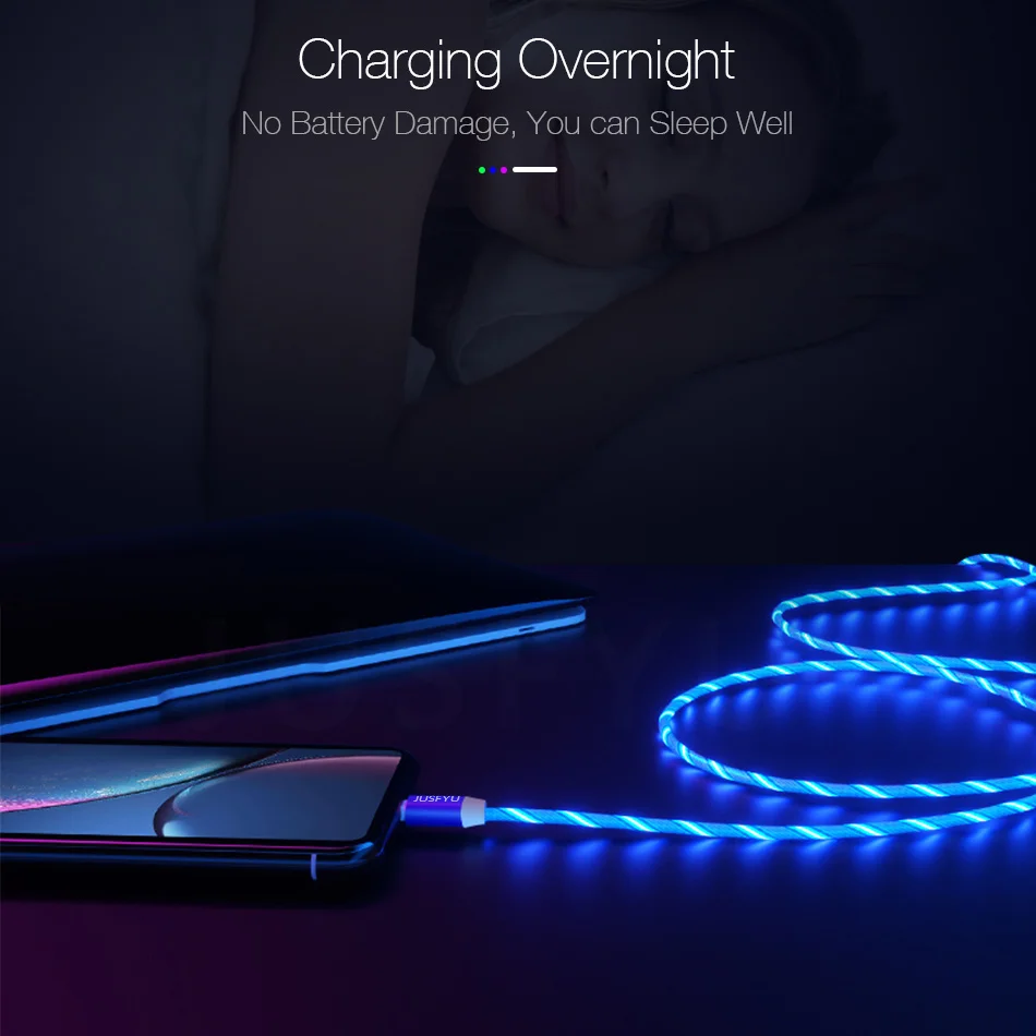 Магнитный кабель usb type-C, магнитный кабель, светодиодный, для быстрой зарядки, USB кабель микро-зарядного устройства, провод для iPhone, huawei, xiaomi