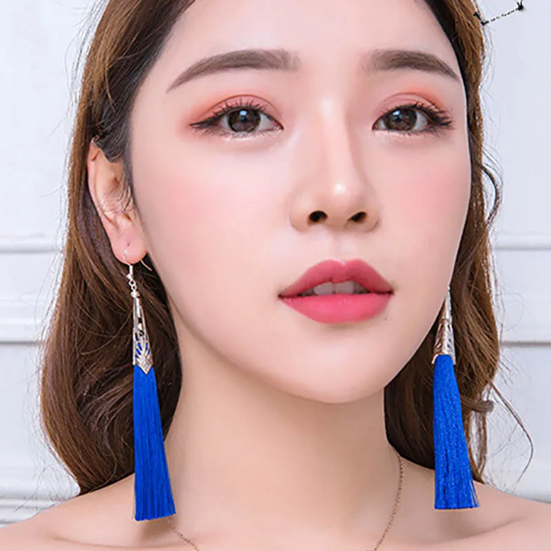 Dangle Earrings Pendant Earrings Long Earrings Crystal Tassel Earrings Fashion Bohemian Tassel Alloy Long Earrings Silk Fabric Pendant Ladies Pendant Tassel Earrings Jewelry