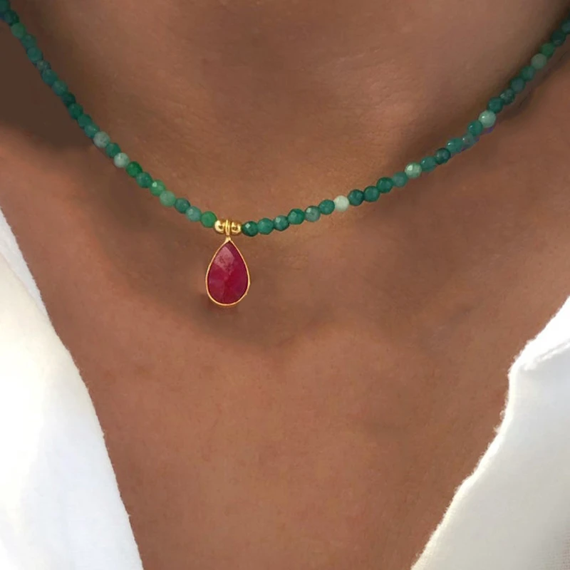 Joyería de banquete de alta calidad para mujer, collar de cadena con de piedra Natural, colgante de accesorio de moda, el mejor regalo, 2022|Collares tipo gargantilla| - AliExpress