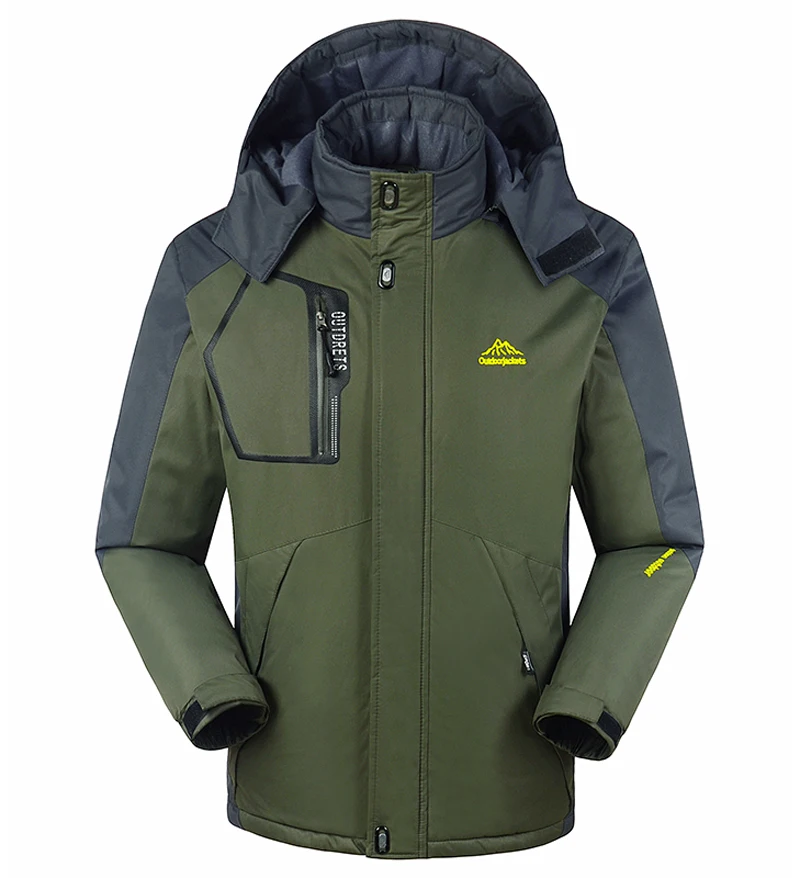Зимняя куртка для мужчин 6XL 7XL 8XL Толстая теплая парка флис мех с капюшоном военные зимние пальто ветровка водонепроницаемые куртки для мужчин s - Цвет: Military