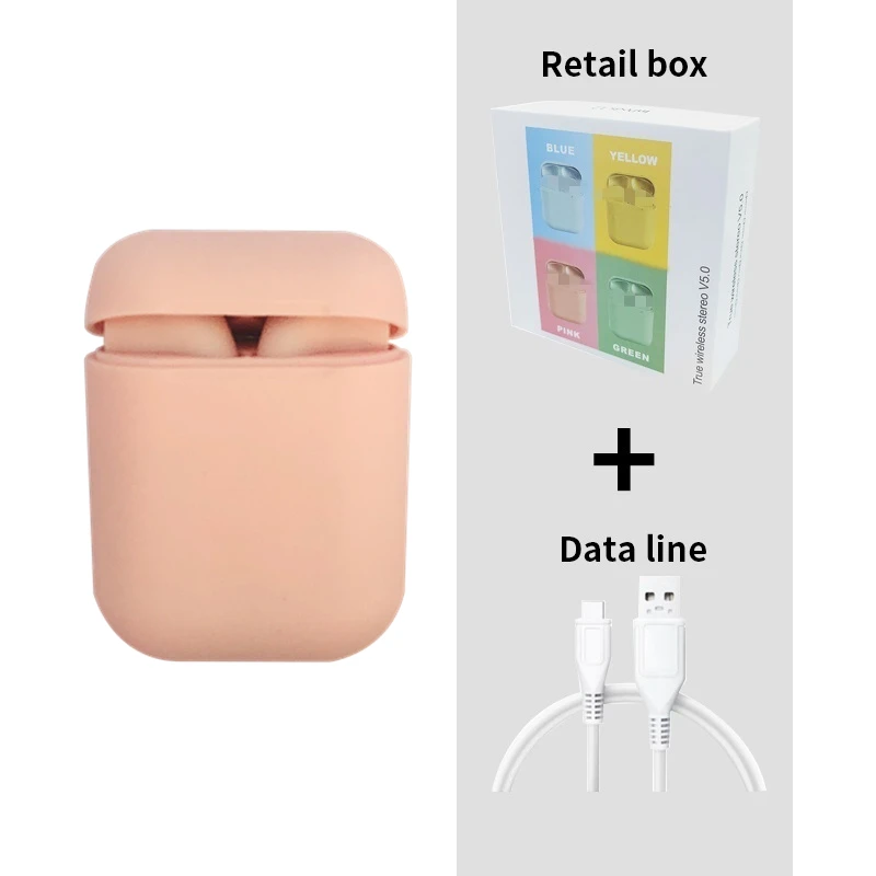 Pink Наушники i12 tws Bluetooth 5,0, беспроводные наушники, бизнес гарнитура, свободные руки, спортивные наушники для Iphone, Xiaomi, samsung, huawei - Цвет: Pink