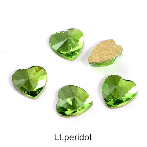 Lt.peridot 20 шт 6 мм в форме сердца K9 стразы с плоской задней стороной для дизайна ногтей Стразы из стекла с кристаллами для украшения ногтей B1340 - Цвет: Lt.peridot