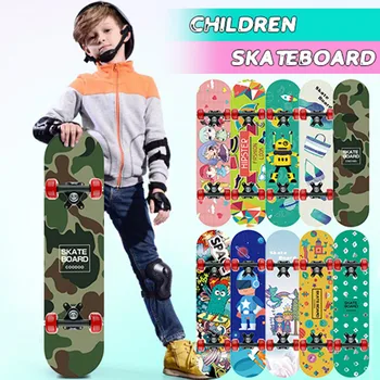 

Double Concave Skateboards 24x6 Inch Double Four-wheel Skateboard Double Snubby Maple Skateboard Shock Absorption Scooter JG3