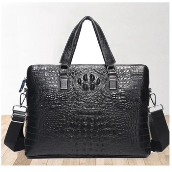 

Business Handbag Customizable Men Genuine Leather Crocodile Pattern Briefcase Full-grain Leather 14 Inch Bag Wholesale New Style