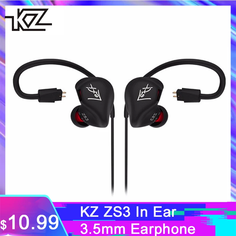 KZS ZS3 наушники в ухо стерео наушники для бега 3,5 мм шумоподавление HIFI наушники с микрофоном/без микрофона