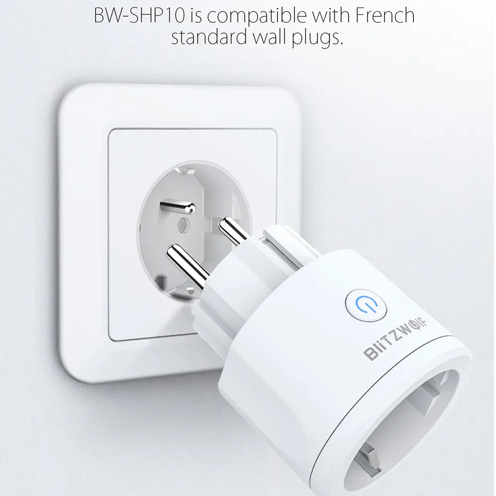 BlitzWolf EU Plug 3680W 16A WIFI Умная розетка Беспроводной настенный выключатель розетки Smart