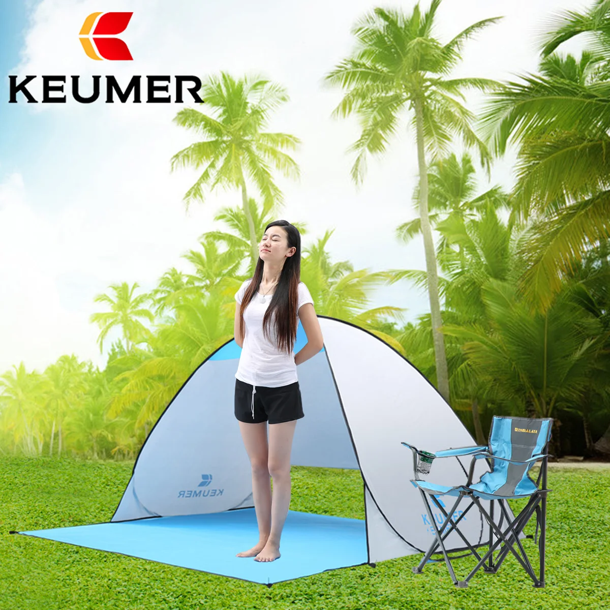 Keumer Automatic Packable Camping Tent UV-protection Pop Up Beach Tent Waterproof for Outdoor Recreation Tourist Tents