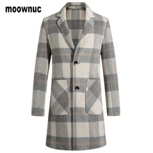 Зимнее шерстяное толстое повседневное пальто для мужчин, мужское зимнее теплое пальто, зимние куртки, Мужская однотонная ветровка с длинными рукавами