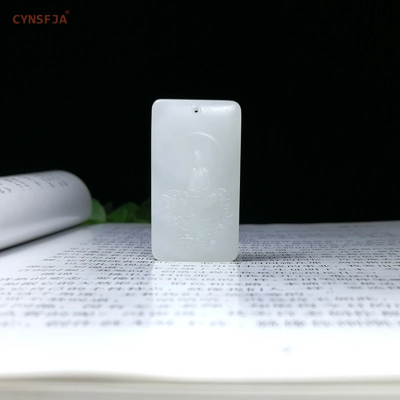

CYNSFJA Real Rare Certified Hetian White Jade Men's Lucky Amulet Guanyin Jade Pendant Hand Carved Artwork High Quality Best Gift