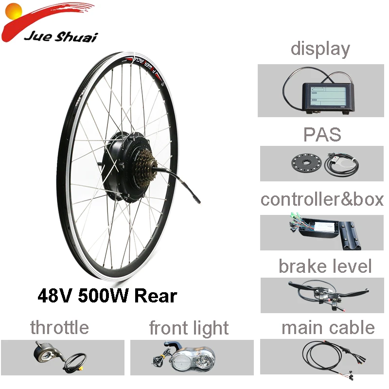 48V500W S900Rear Комплект Ebike 48 В 350 Вт-500 Вт колесо электродвигателя 26''700C переднее и заднее электрическое преобразование велосипедов Комплект Bicicleta Eletrica мотоцикл - Цвет: 48V500W S900Rear