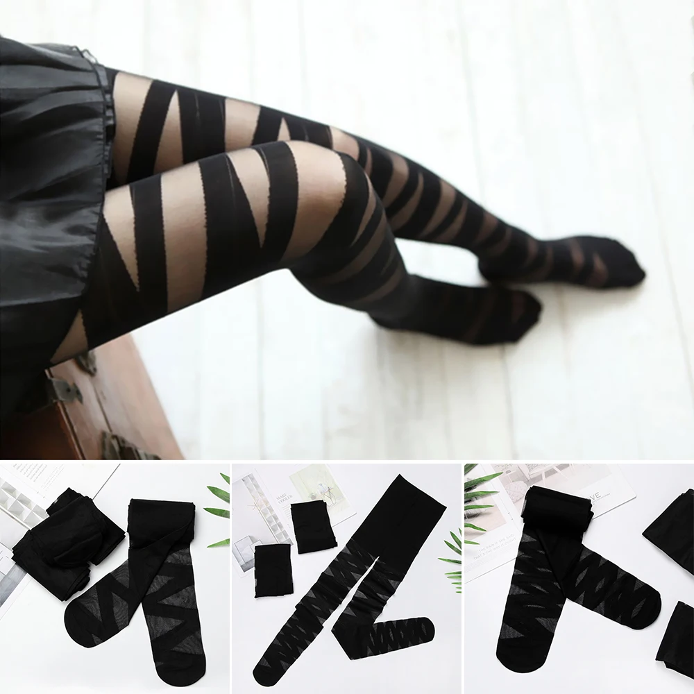 Женские облегающие чулки Goth Rocker Сексуальные колготки на бретельках эластичные