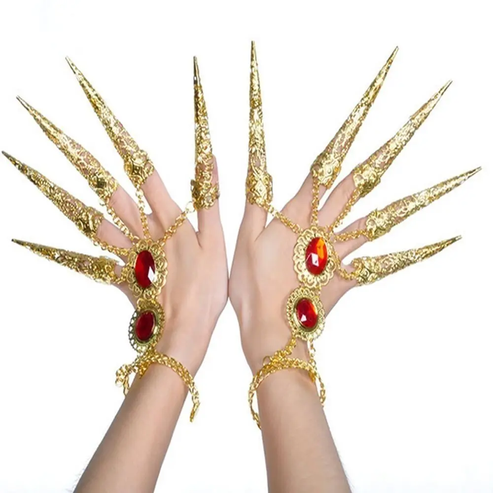 Crystal Bracelet Fashion Indian Thai Golden Finger Shining Red Girl's Belly Dance Jewelry