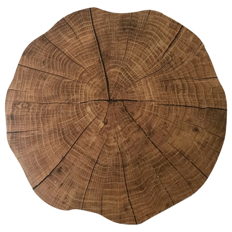 

NEW-Wood Round Grain Placemat Household Table Pad Insulation Placemats Tables Decoration