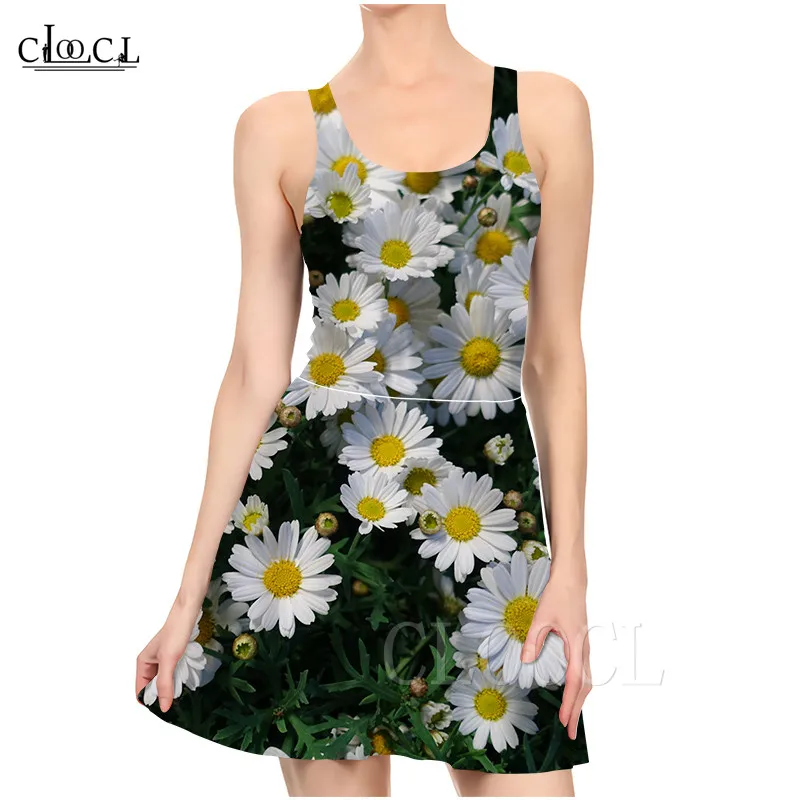 Женское пляжное платье с объемным цветочным принтом Daisy Flower Элегантное летнее