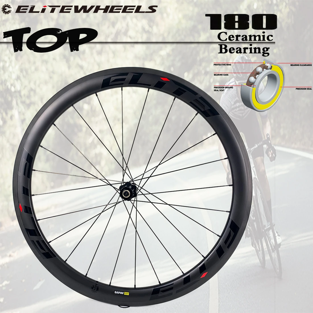 ELITEWHEELS Super Light Carbon Wheelset TOP DT 180 Sinc Ceramic Bearing Hub 20-24H Only 262g Tubular Clincher Tubeless Cycling | Спорт и