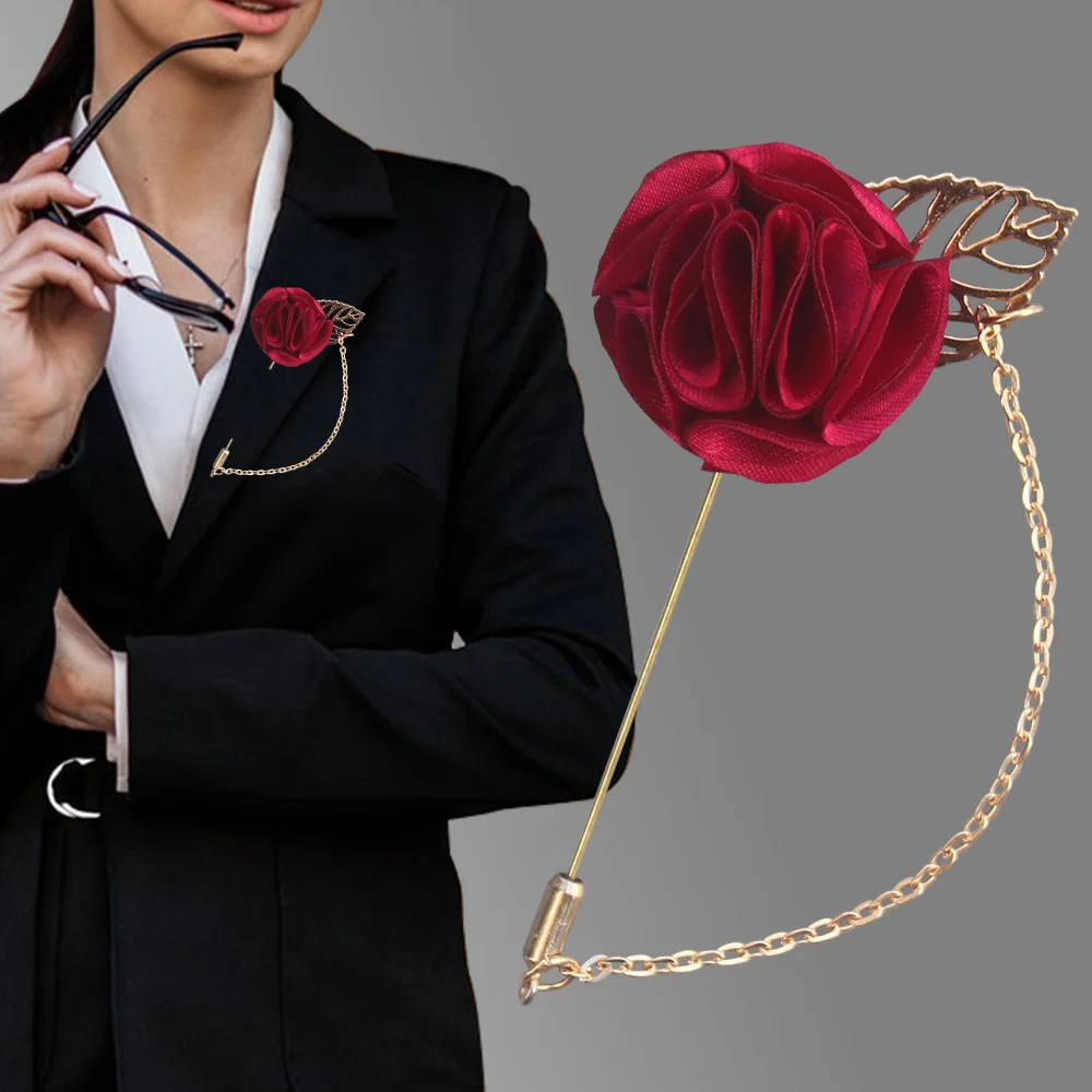 5Pieces/Bag Wedding Boutonniere Flower Festival Celebration Party Prom Suit Corsage Size 3.5CM Fabric Cloth Rose Brooch Flowers