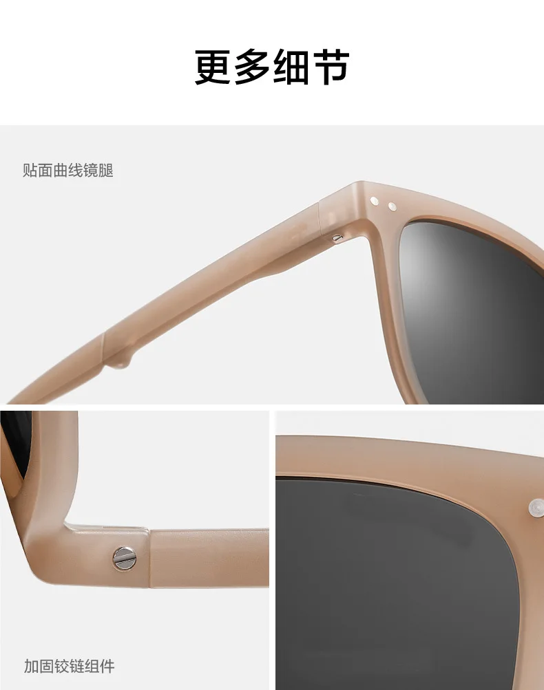 big cat eye sunglasses Folding air cushion Sunglasses Women 2022 new summer UV protection sunscreen WIth convenient Glasses Case Men Sunglasses Retro round sunglasses women