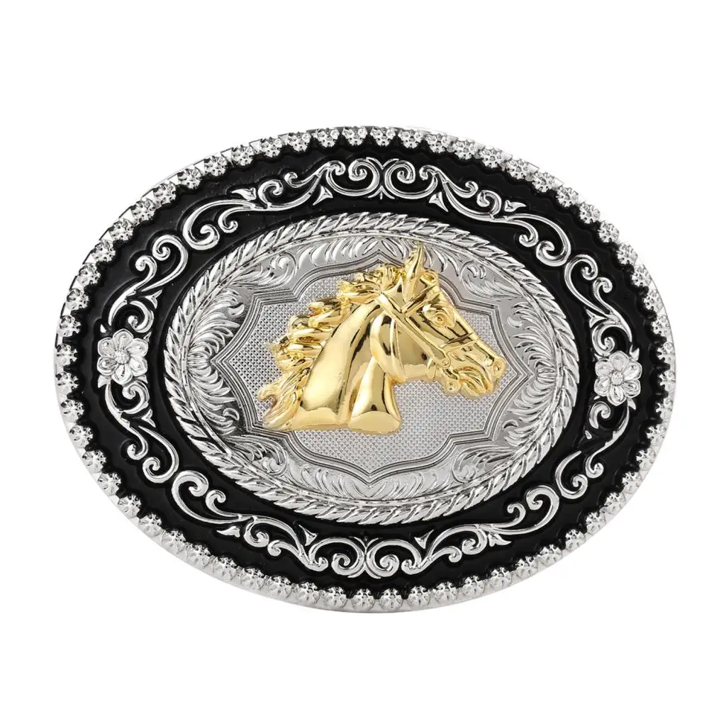 Belt Buckle Horse OX Head Arabesque Men Buckle Western Cowboy Jeans Accessory Metal Belt Buckle