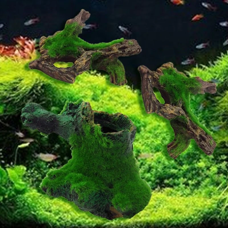 New 3Pcs Artificial Weeping Moss Growing Bog Wood Aquarium Decoration