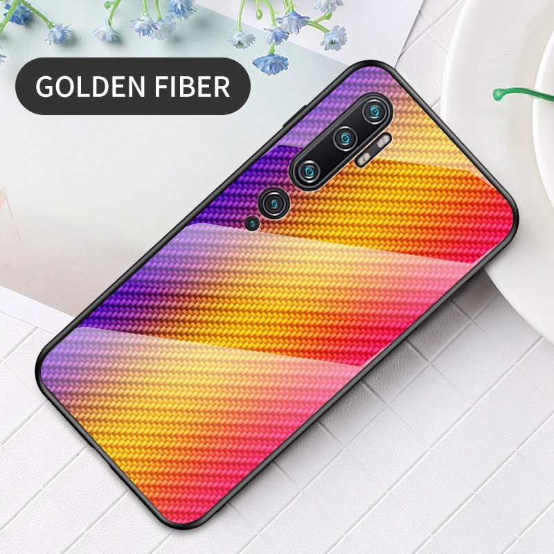 Золотой Для Xiaomi Mi Note 10 чехол градиентное закаленное стекло задняя крышка мягкая силиконовая рамка чехол для телефона для Xiaomi Mi Note 10 CC9 Pro - Цвет: Золотой