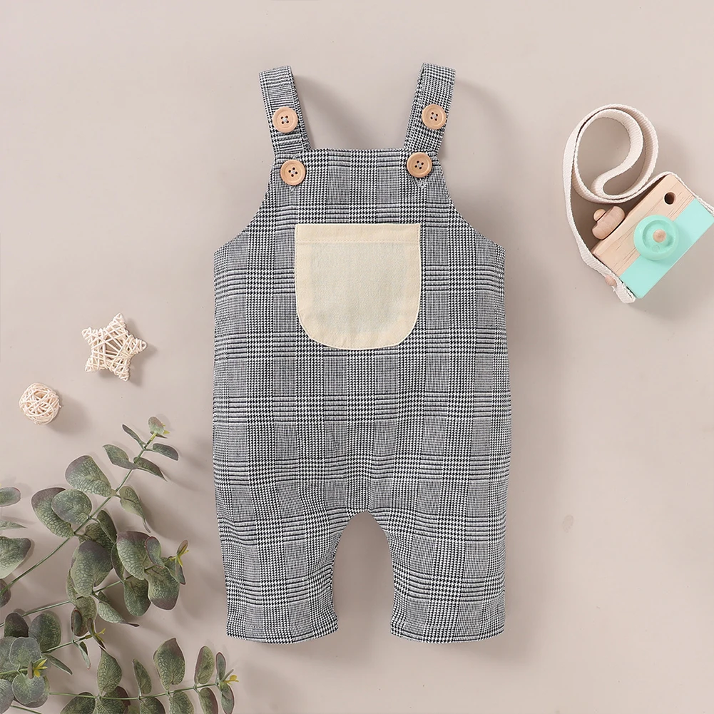 

Newborn Baby Boy Girl Clothes Sleeveless Sling Jumpsuit Patchwork Jumpsuit Overalls Baby Children'S Overalls