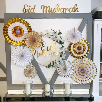 

Ramadan Eid Mubarak Artificial Flower Wreath Decoration Balloon Islam Muslim Decoration Home Decoration Pendant Party Supplies