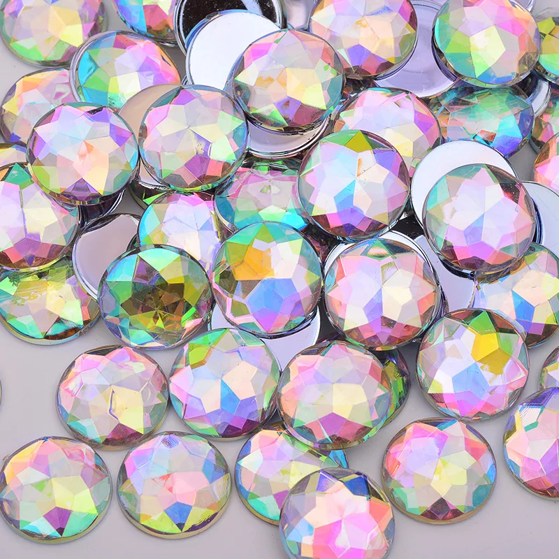 6-8-10-12-20-18-30-36-52mm-Big-Round-Crystal-AB-Rhinestones-Flatback-Acrylic
