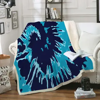 

Tie dye Blanket Blue Throw Blanket Artistic Blue Sherpa Fleece Blanket Soft Light Night Plush Blanket For Bed Sofa