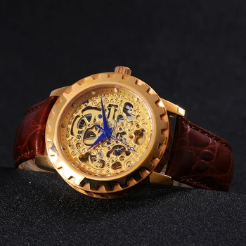 

Skeleton Watch Men Automatic Mechanical Male Tops Luxury crystal braceletc sapphire nautilus bronze parnis reloj hombre 7023M