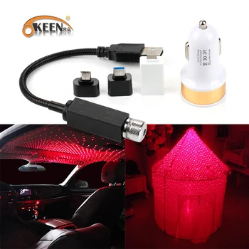 

OKEEN Universal LED Car Roof Star Night Lights Interior Ambient Atmosphere Galaxy Lamp USB Plug Light Decoration Light