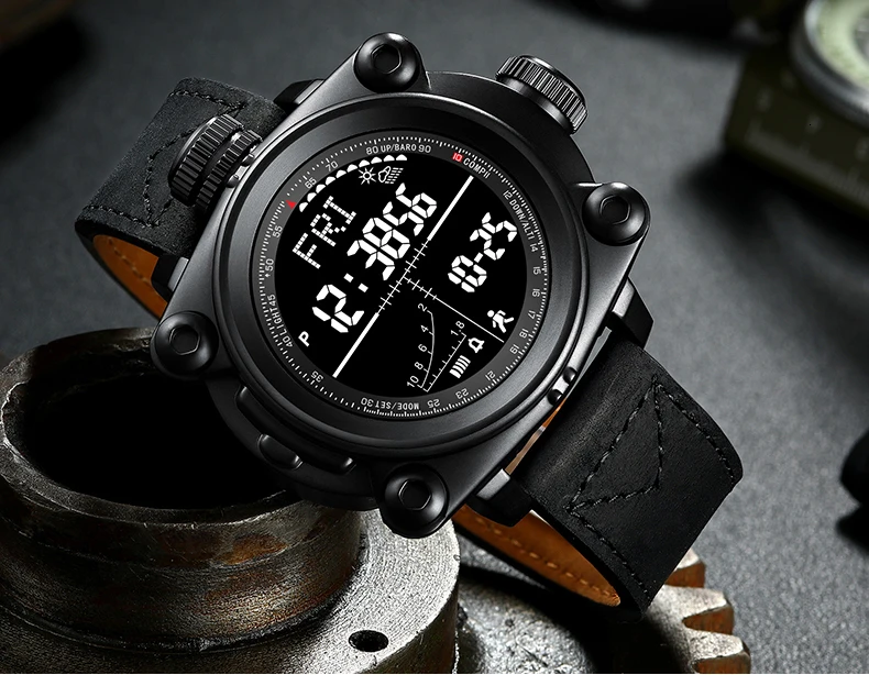Smart Men Watches Outdoor sport Digital wristwatches step counting function/altitude/pressure/weather/compass/temperature BINGER