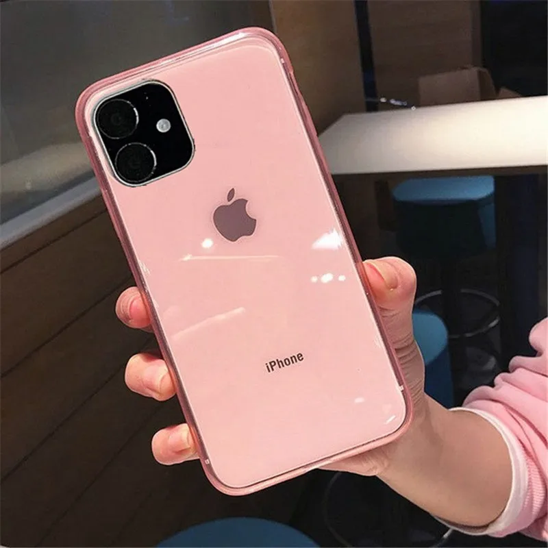 Прозрачный чехол из ТПУ для iPhone 11 Pro Max, прозрачная задняя крышка для iPhone 11 Pro, чехлы для мобильных телефонов iPhone 11 EEMIA, 50 шт - Цвет: Pink