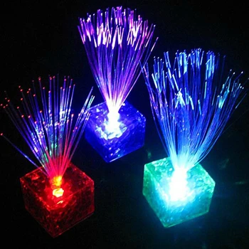 

Colorful change optical fiber flashing LED cube night lamp light party gift